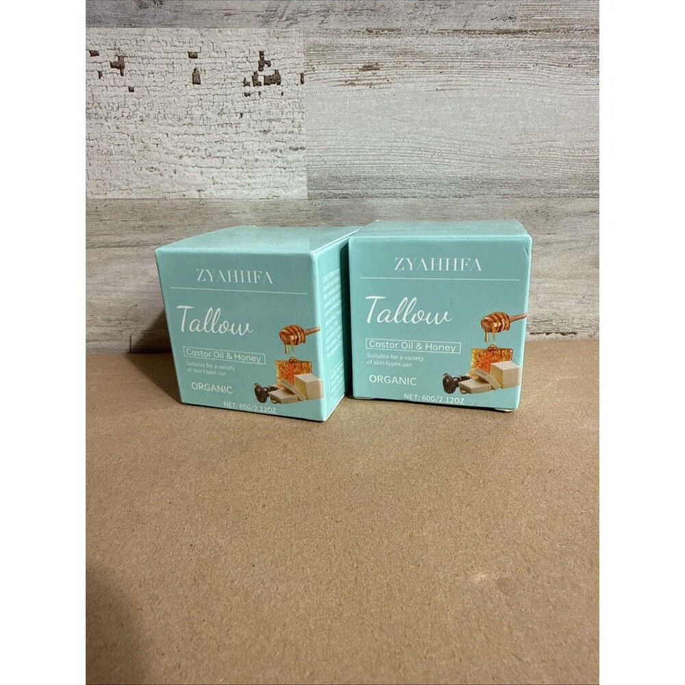 Organic Beef Tallow With Castor oil & Honey, 2 Pack, 2.12floz EACH, 4.24oz Total